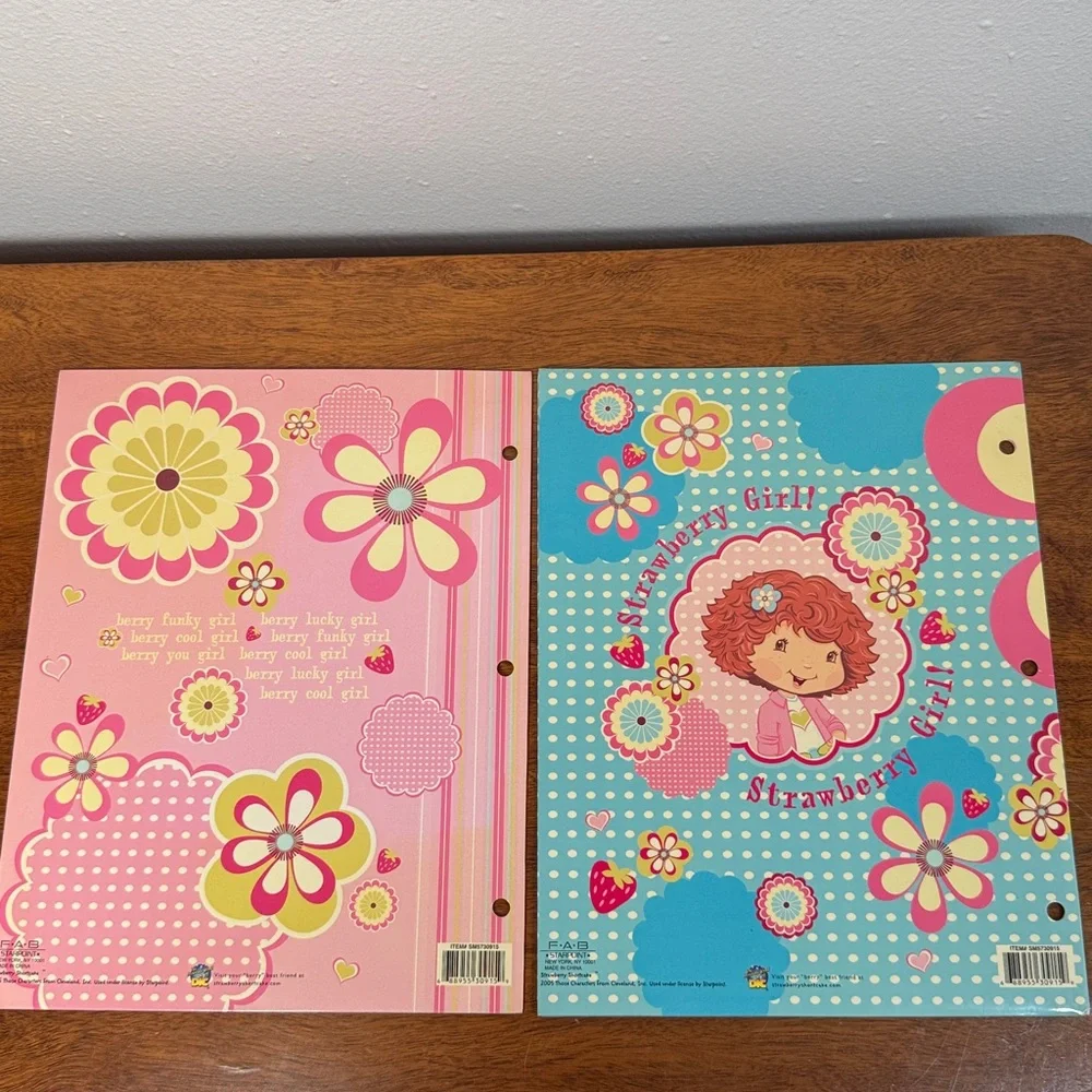 Vintage Strawberry Shortcake 2005 2 Pocket Portfolio Folders 3 Ring